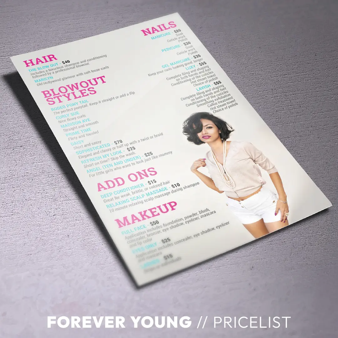 Forever Young - Pricelist